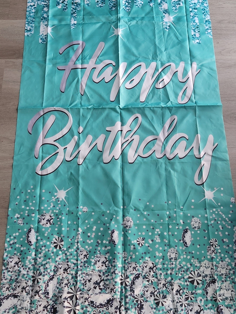 Teal Silver Birthday Door Banner, 72.8 x 35.4 inches,